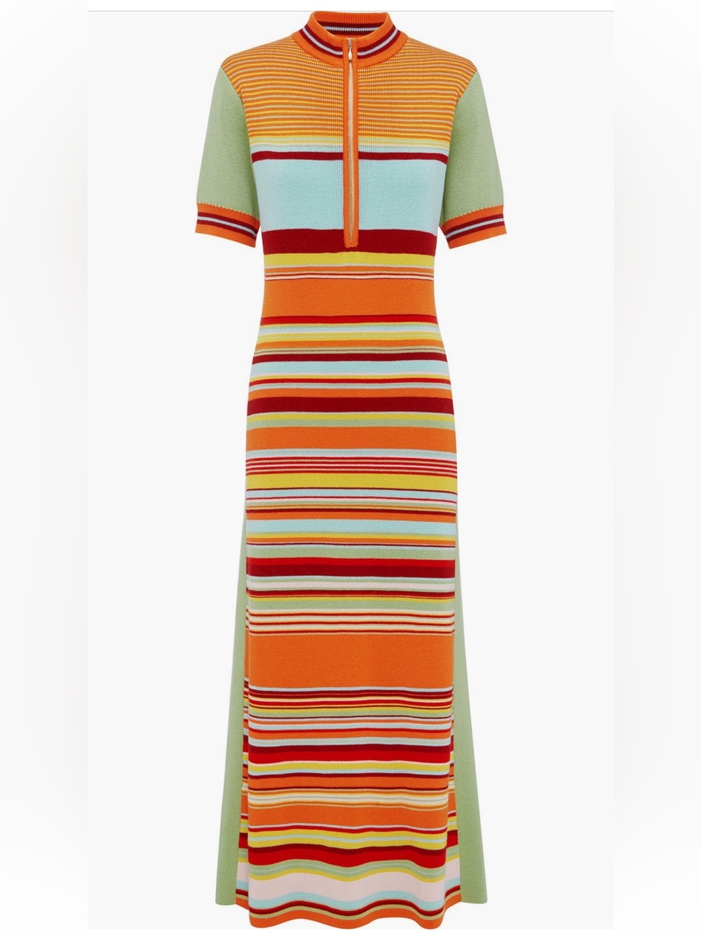 Alemais Multicolor Striped Maxi Dress in Orange, Light Blue & Green
